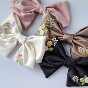 Hand Embroidered Hair Bows