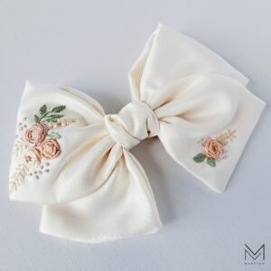 rose pink hairbow embroidered